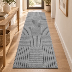 Covor tip Traversa VivaDeco Art V3, 80 x 150 cm, Silver, 100% Polipropilena, Fir 8 mm, 1900 g/mp, OEKO-TEX Standard 100