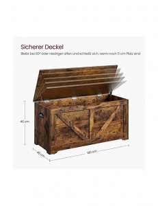 Cufar de depozitare, Vasagle, 100 x 40 x 46 cm, LSB060T01, Maro Rustic - Img 3