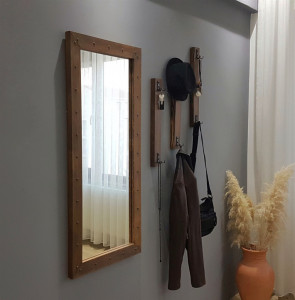 Cuier cu oglinda Model Hunter, Nuc, 68x6x110 cm - Img 3