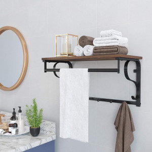 Cuier cu raft Model Gross, Maro Rustic/Negru, 60x30x31.7 cm - Img 4