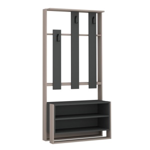 Cuier hol cu dulap Model Chester, Antracit/Mocha, 90x36x180 cm - Img 2