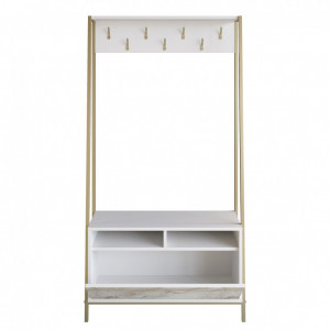 Cuier hol cu dulap Model Devin, Marmorat, 94x35.3x180 cm - Img 4