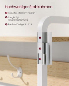 Cuier hol cu dulap Model Webster, Natur/Alb, 85x30x180 cm - Img 6