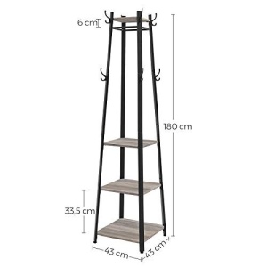 Cuier tip pom cu rafturi Model Newton, Bej/Negru, 43x43x180 cm - Img 5