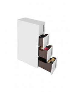 Dulap de depozitare cu sertare, Songmics, Alb/Maro, 45 x 17 x 83 cm, KFR08WT - Img 7