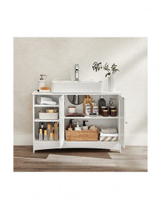 Dulap de depozitare pentru chiuveta, Vasagle, 2 usi, Alb, 90 x 30 x 60 cm - Img 3