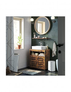 Dulap de depozitare pentru chiuveta, Vasagle, 2 usi, Maro Rustic, 60 x 30 x 63 cm - Img 2