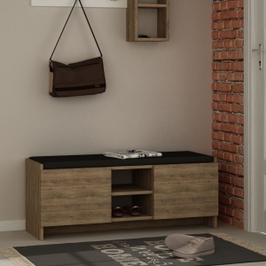 Dulap de pantofi cu banca Zulla Stejar 110x43x37 cm - Img 1
