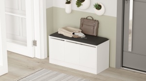 Dulap de pantofi cu bancheta Mr2 Alb 89.6x45.8x35.5 cm - Img 3