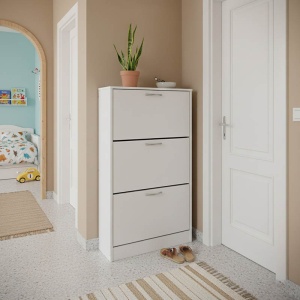 Dulap de pantofi Savaz, alb, 60x24x114 cm