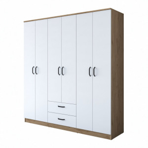 Dulap haine Model BA115, Stejar/Alb, 180x47.3x190.8 cm - Img 5