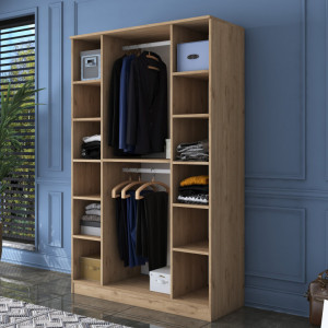 Dulap haine Model BA116, Stejar/Alb , 120x47.3x190.8 cm - Img 5