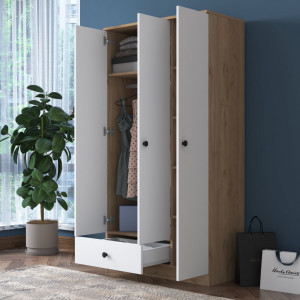 Dulap haine Model BA117, Alb/Nuc, 90x42.5x170 cm - Img 6