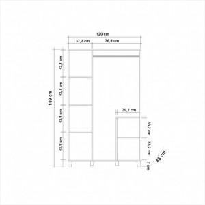 Dulap haine Model Hedera, Pin, 120x48x189 cm - Img 5
