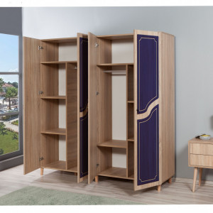 Dulap haine Model Imaj-620, Stejar/Albastru, 180x52x192 cm - Img 3