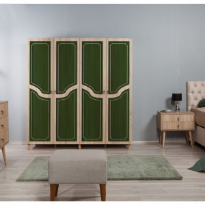 Dulap haine Model Imaj-623, Stejar/Verde, 180x52x192 cm - Img 2