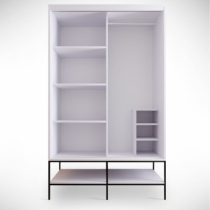 Dulap haine Model Martin, Alb marmorat/Negru/Auriu, 120x57x200 cm - Img 10