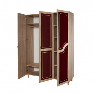 Dulap haine Model Mode-621, Stejar sonoma/rosu, 135x52x192 cm - Img 6