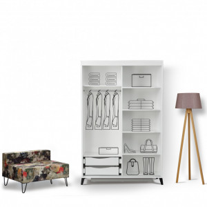 Dulap haine Model Pacific, Alb, 130x60x216 cm - Img 2