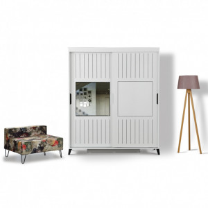 Dulap haine Model Pacific, Alb, 180x60x216 cm - Img 1