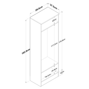 Dulap haine Model Roll, Alb/Nuc, 59.8x37.5x182.8 cm - Img 9