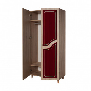 Dulap haine Model Stil, Stejar sonoma/Rosu, 90x52x192 cm - Img 6
