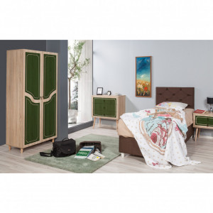 Dulap haine Model Stil, Stejar sonoma/Verde, 90x52x192 cm - Img 2