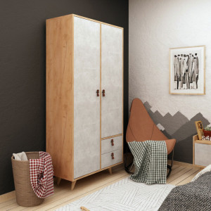 Dulap haine Model Suwon, Stejar/Gri deschis, 100x52x190 cm - Img 2