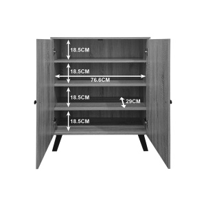 Dulap pentru pantofi Cathi, 2 usi, 3 polite, 9 perechi, Sonoma, 80 x 34 x 95 cm - Img 6