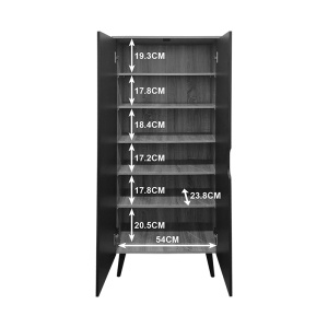 Dulap pentru pantofi Oufelia, 2 usi, 5 polite, 10 perechi, Sonoma/Antracit, 60 x 32,5 x 134,5 cm - Img 6
