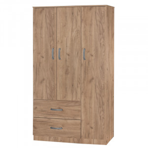 Dulap Zelia cu 2 usi si sertare culoarea lemn naturala 90x42x180cm
