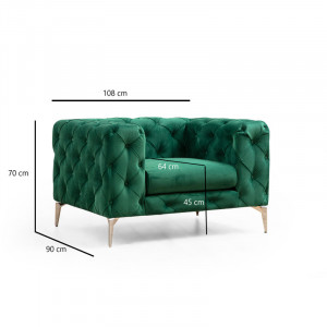 Fotoliu PWF-0579 material textil stil capitonat verde 108x90x70cm - Img 4