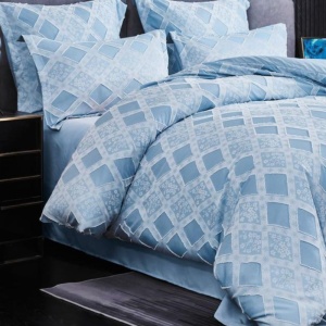 Lenjerie cu Broderie si Insertii Neat Romb Bleu 6 Piese (Finet) - Img 2