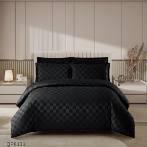 Lenjerie cu elastic 180x200cm, Damasc, Cubic V14 Negru (Finet)