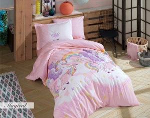 Lenjerie de pat 1 Persoana, Poplin Model Magical Pink