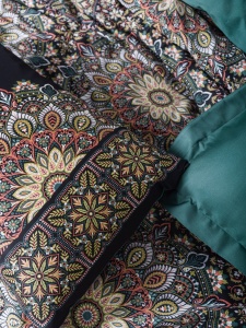 Lenjerie de pat dublu, Bumbac 100% Satinat Model Ornate Petrol - Img 2