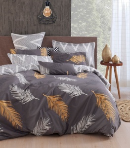 Lenjerie de pat dublu Model Olivia Gold, Grey vPoly