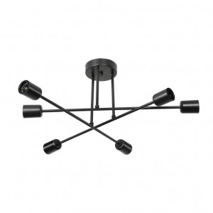 Lustra cu sase lumini PWL-1122, E27, negru, 61x25 cm - Img 2