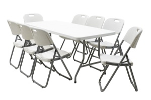 Masa de camping pliabila profesionala Aprilia - singura bucata gri deschis 183x76x74cm - Img 9