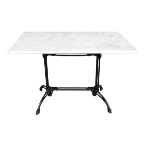 Masa de Gradina Model Zosal, Alb marmorat/Negru, 110x70x71.8 cm - Img 1