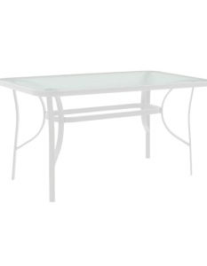 Masă grădină, Pako World, model Ensure, Metal si Sticla Securizata, Alb, 120 x 70 x 70 cm - Img 2