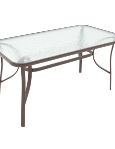 Masă grădină, Pako World, model Ensure, Metal si Sticla Securizata, Maro, 140 x 80 x 70 cm - Img 4