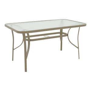 Masă grădină, Pako World, model Ensure, Metal si Sticla Securizata, Champagne, 140 x 80 x 70 cm - Img 2