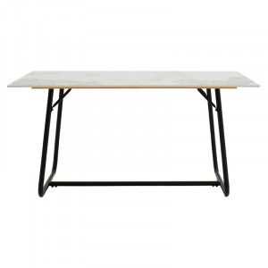 Masa Model Edith, 150x90x75 cm, Alb marmorat/Negru - Img 3