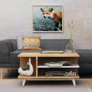 Masuta de Cafea Model Bowers, 80x80x40 cm, Stejar/Alb - Img 2