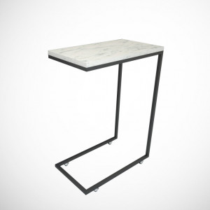 Masuta de Cafea Model Caspian, 46x26x62 cm, Alb Marmorat - Img 5