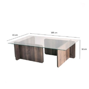 Masuta de Cafea Model Farrell, 105x65x30 cm, Nuc, Blat Sticla securizata - Img 9