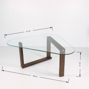 Masuta de Cafea Model Fields, 96x81x41 cm, Nuc, Lemn masiv, Blat Sticla securizata - Img 2