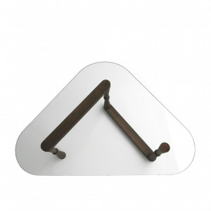 Masuta de Cafea Model Fields, 96x81x41 cm, Nuc, Lemn masiv, Blat Sticla securizata - Img 7