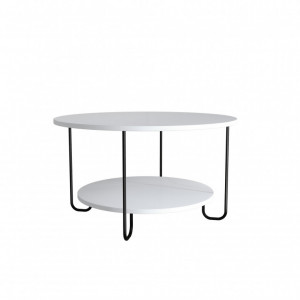 Masuta de Cafea Model Fox, 80x80x45 cm, Alb/Negru - Img 2